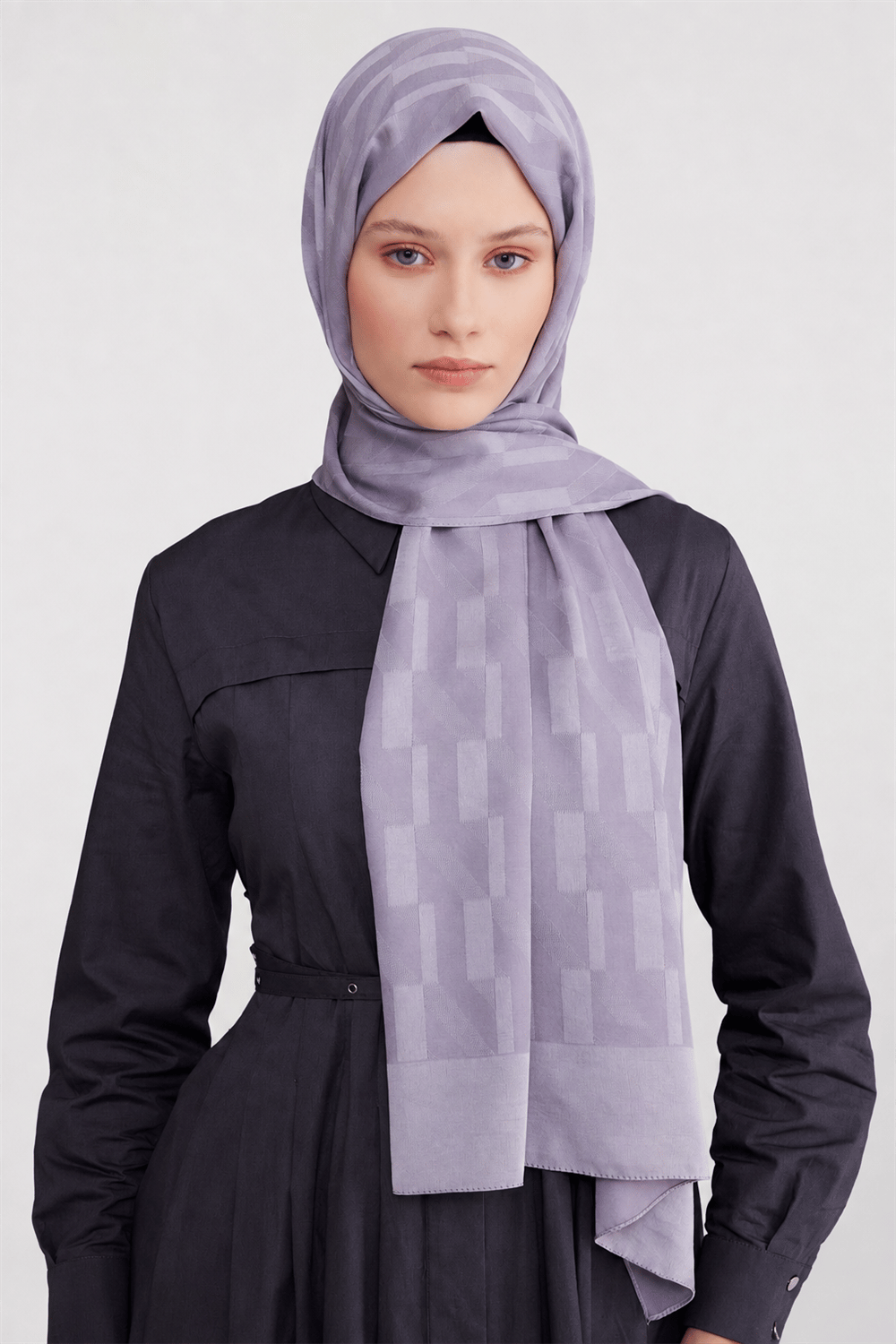 Belli Fresh Geometrik Desen Açık Lila Capri Şal 3 - 247780