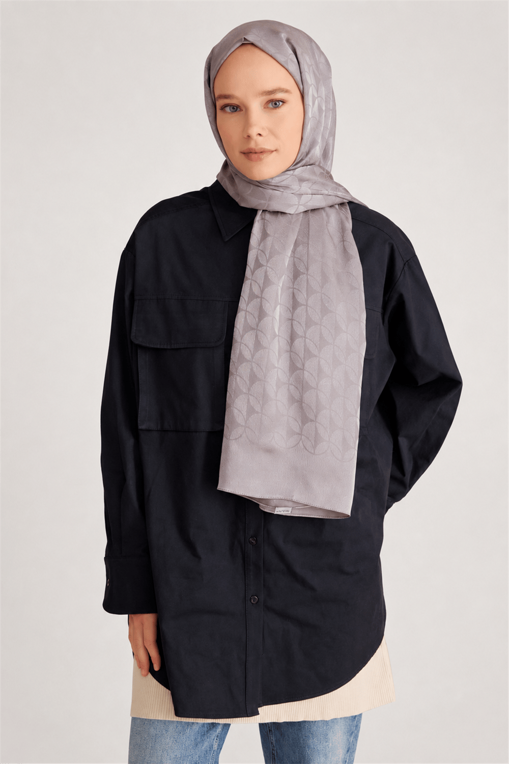 Belli Fresh Geometrik Desen Açık Vizon Jakarlı Şal 1 - 248848