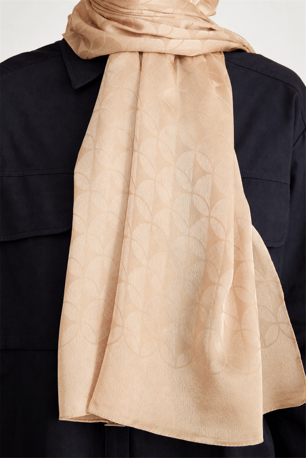 Belli Fresh Geometrik Desen Bej Jakarlı Şal 1 - 249076