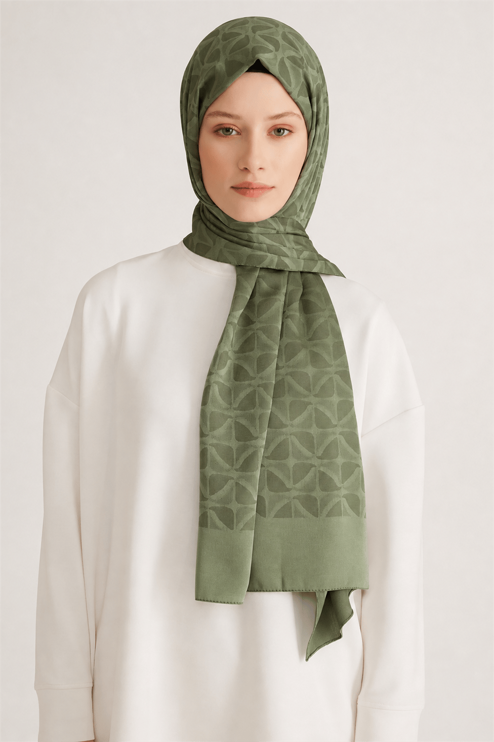 Belli Fresh Geometrik Desen Haki Capri Şal 1 - 247785