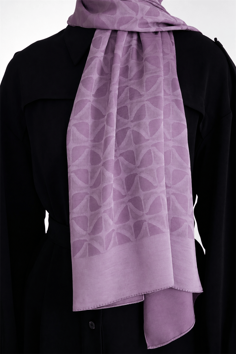 Belli Fresh Geometrik Desen Koyu Lila Capri Şal 1 - 247787