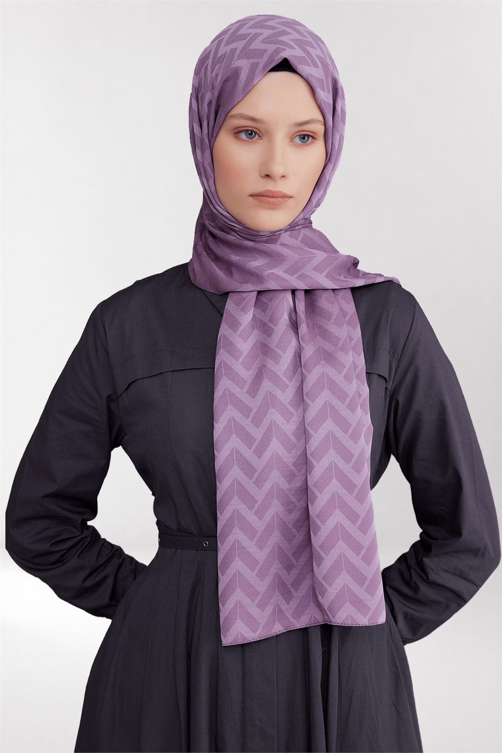 Belli Fresh Geometrik Desen Koyu Lila Capri Şal 2 - 247787
