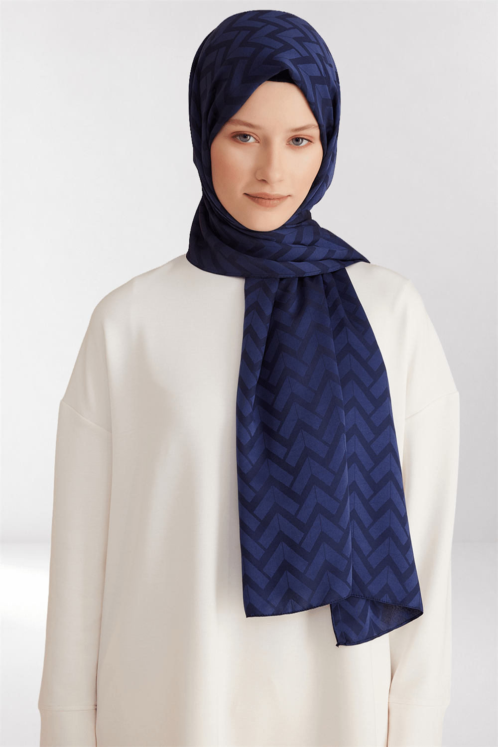 Belli Fresh Geometrik Desen Lacivert Capri Şal 2 - 247793