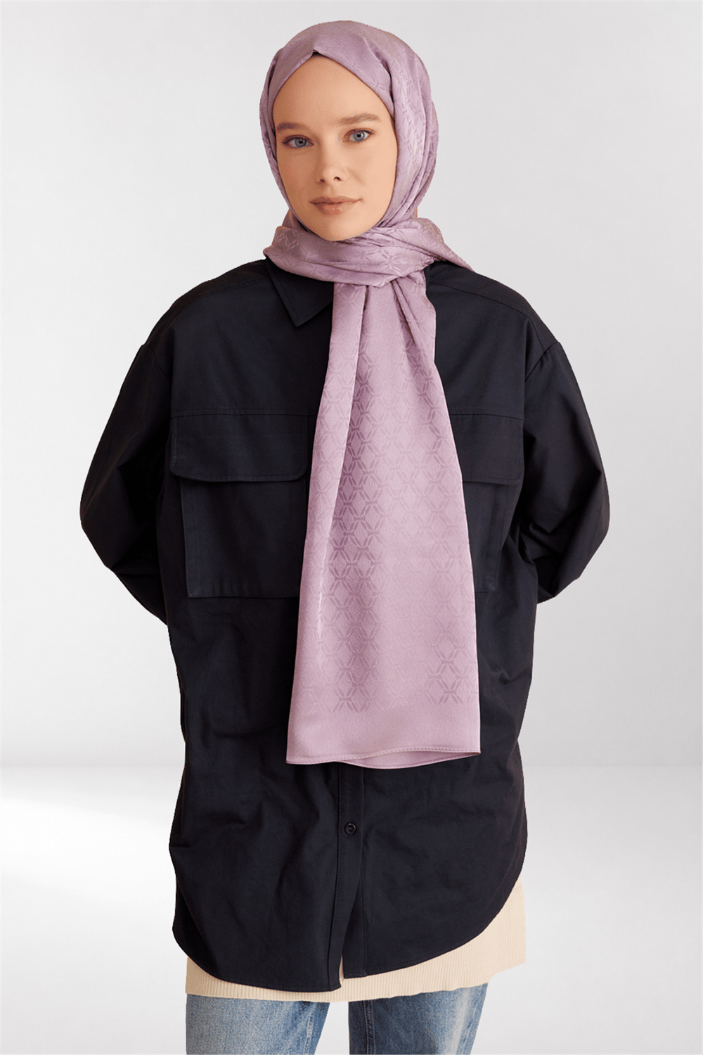 Belli Fresh Geometrik Desen Lila Jakarlı Şal 3 - 247787