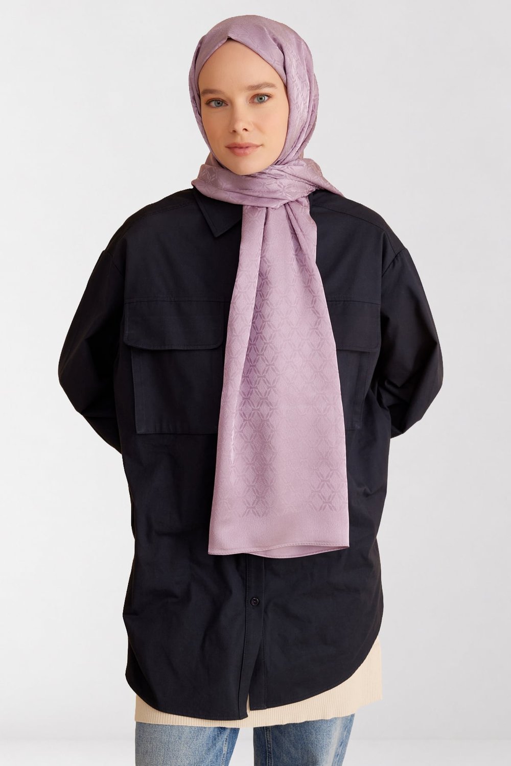 Belli Fresh Geometrik Desen Lila Jakarlı Şal 3 - 247787