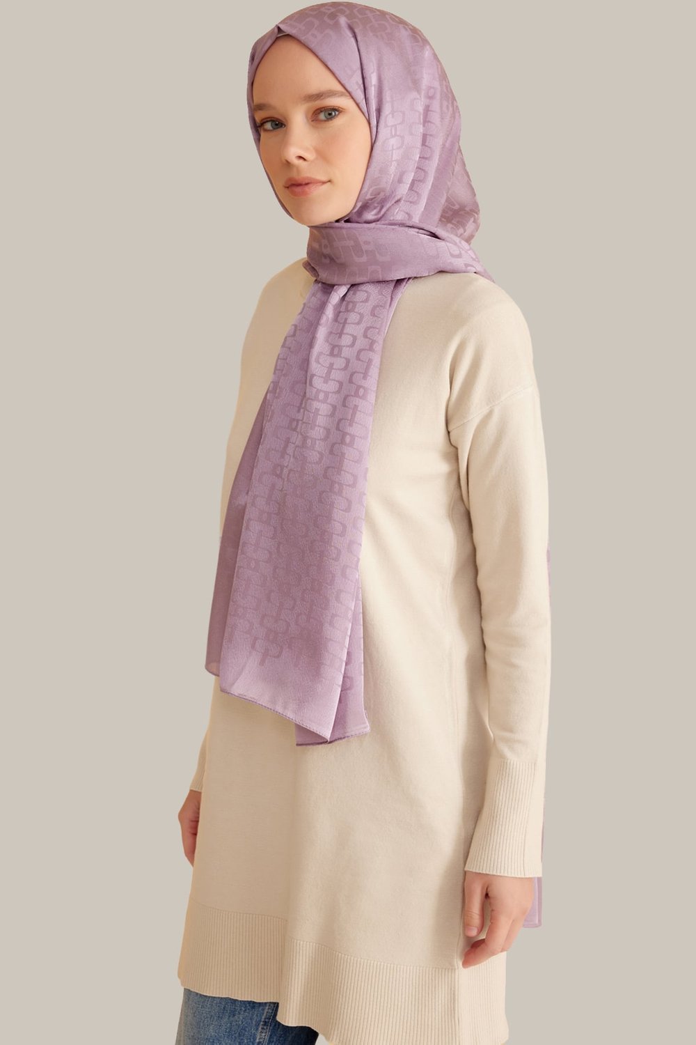 Belli Fresh Geometrik Desen Lila Jakarlı Şal 2 - 247787