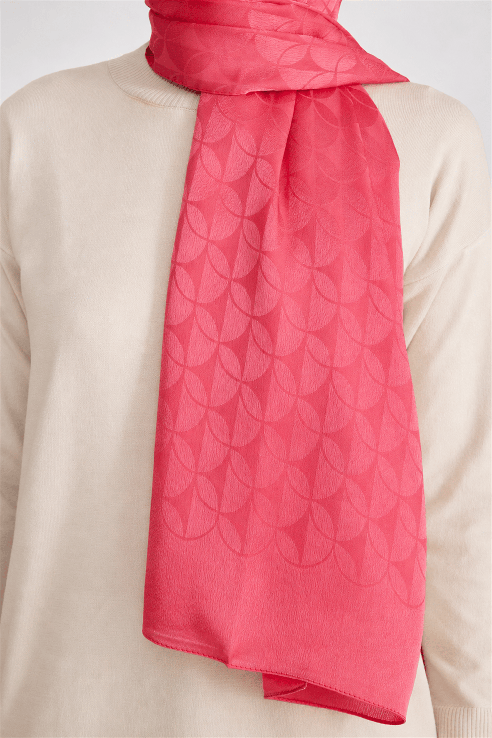 Belli Fresh Geometrik Desen Pembe Jakarlı Şal 1 - 249075