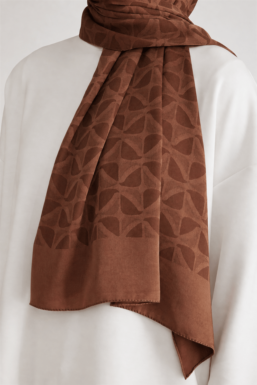 Belli Fresh Geometrik Desen Sütlü Kahve Capri Şal 1 - 247792