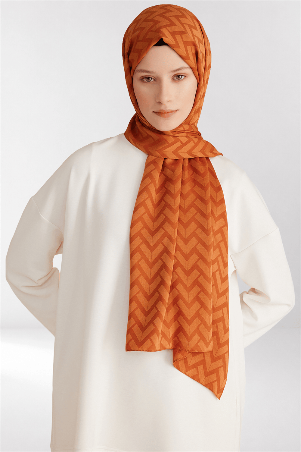 Belli Fresh Geometrik Desen Turuncu Capri Şal 2 - 247789