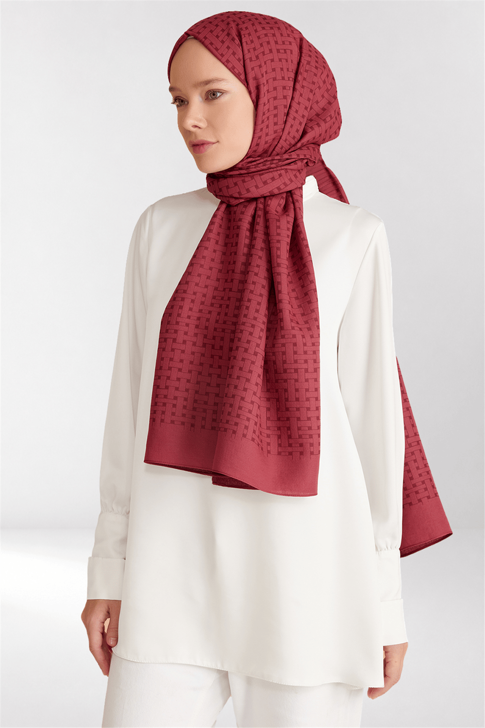 Belli Fresh Hasır Desen Bordo Siena Şal 3 - 24053