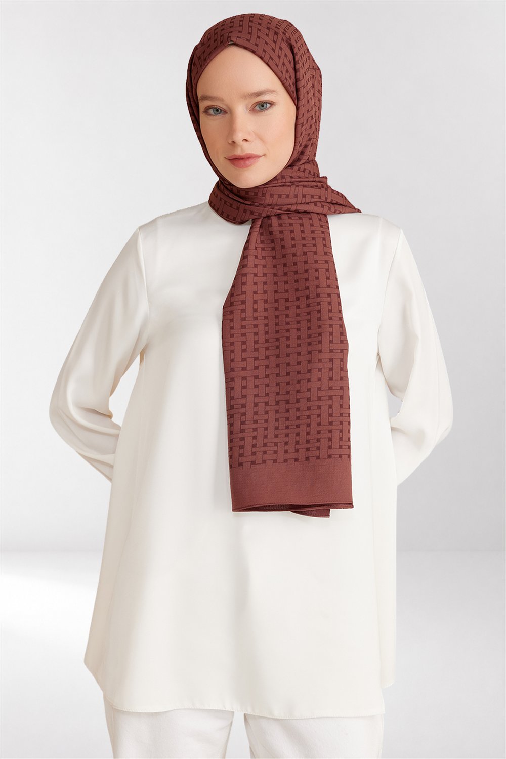 Belli Fresh Hasır Desen Kahve Siena Şal 3 - 24052