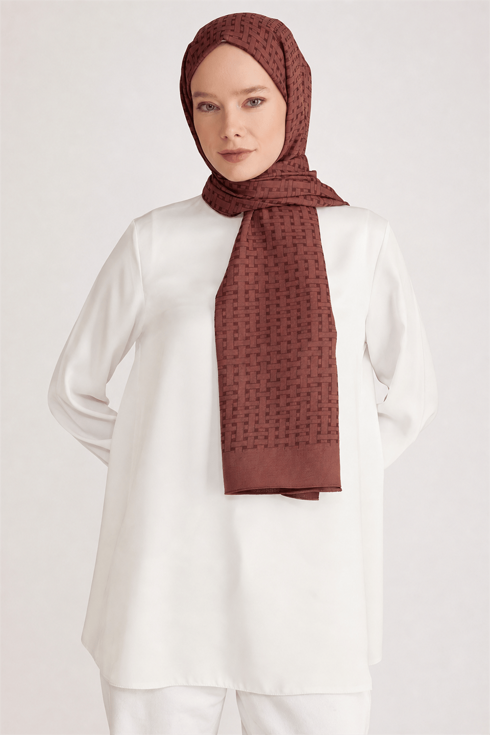 Belli Fresh Hasır Desen Kahve Siena Şal 3 - 24052