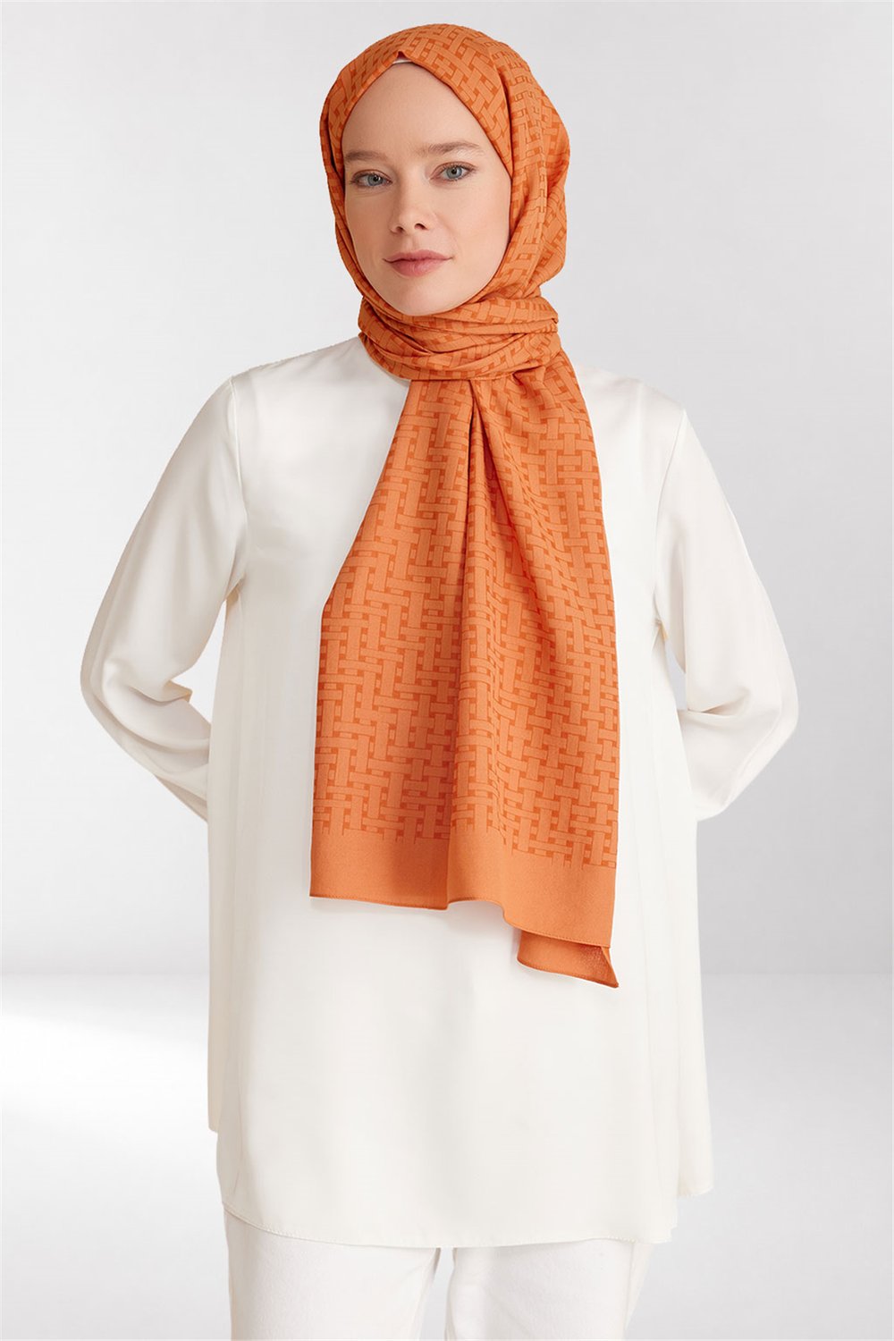 Belli Fresh Hasır Desen Turuncu Siena Şal 3 - 21070