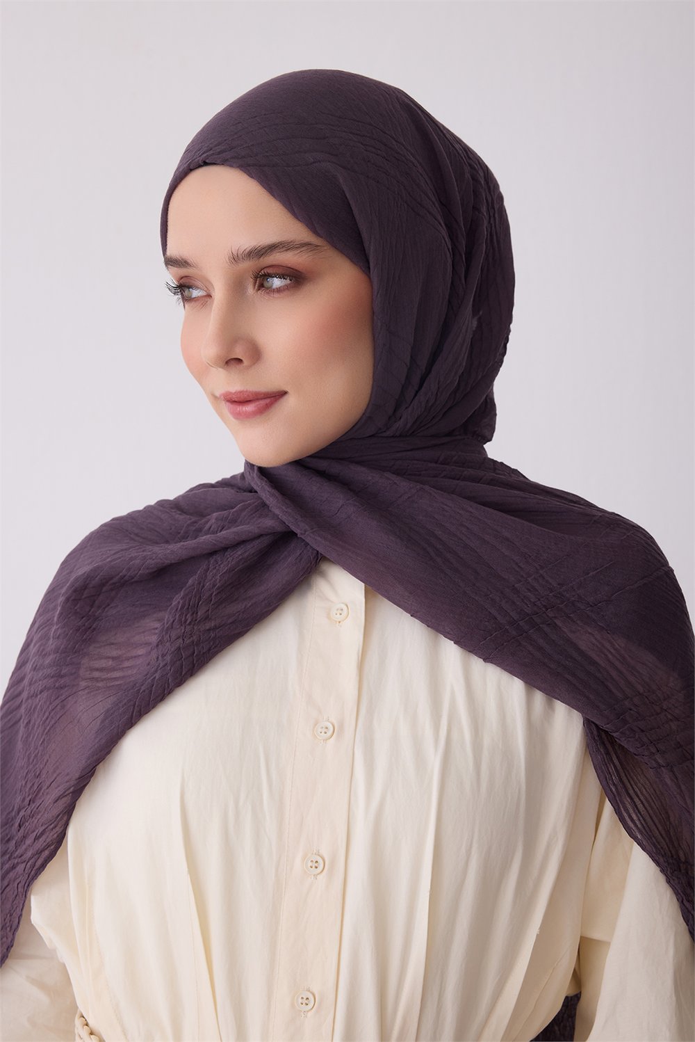 Belli Fresh Krinkıl Dokulu Koyu Mor J.dubai Ekose Şal - 44