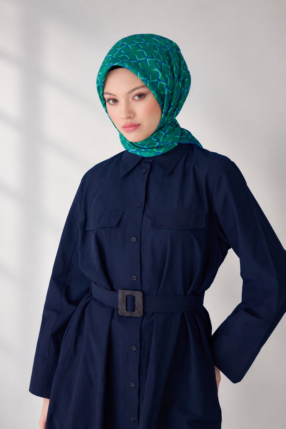 BELLİ MONOGRAM DESEN İPEK EŞARP 4102D TWILL