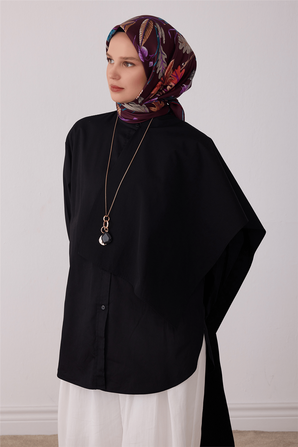 Bordo Soyut Desen %100 Twill İpek Eşarp 4412-83