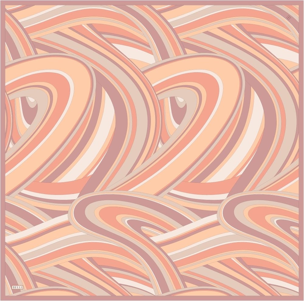 Oranj Geometrik Desen %100 Twill İpek Eşarp 4311-33