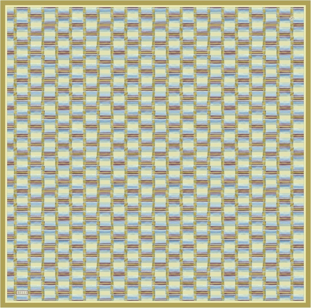 Yeşil Geometrik Desen %100 Twill İpek Eşarp 4302-52