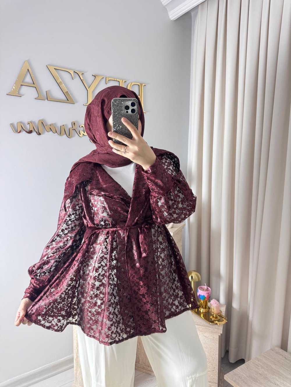 Bordo Güpür Ceket