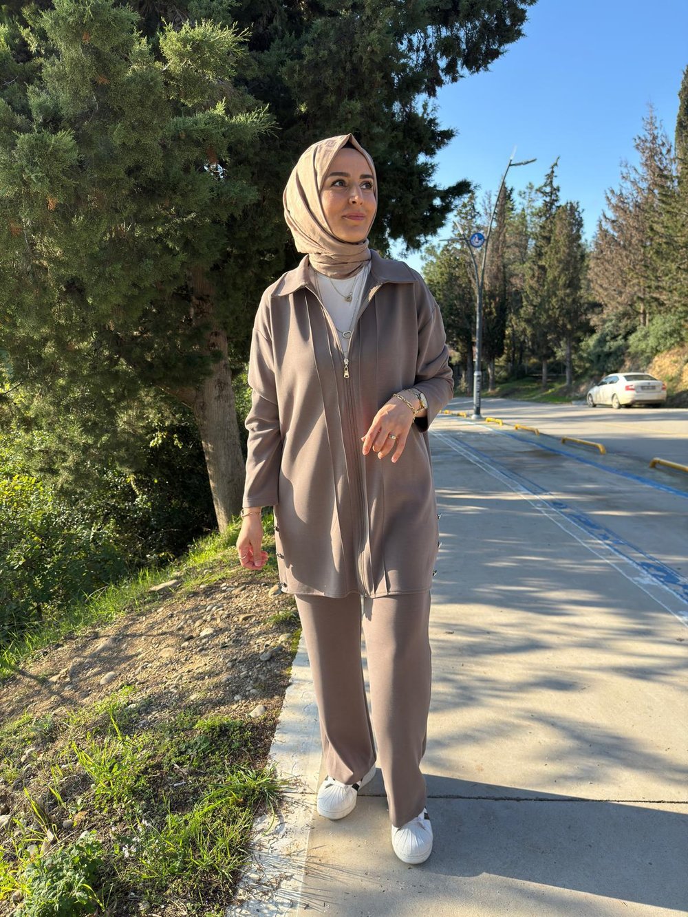 FERMUARLI TUNİK TAKIM VİZON