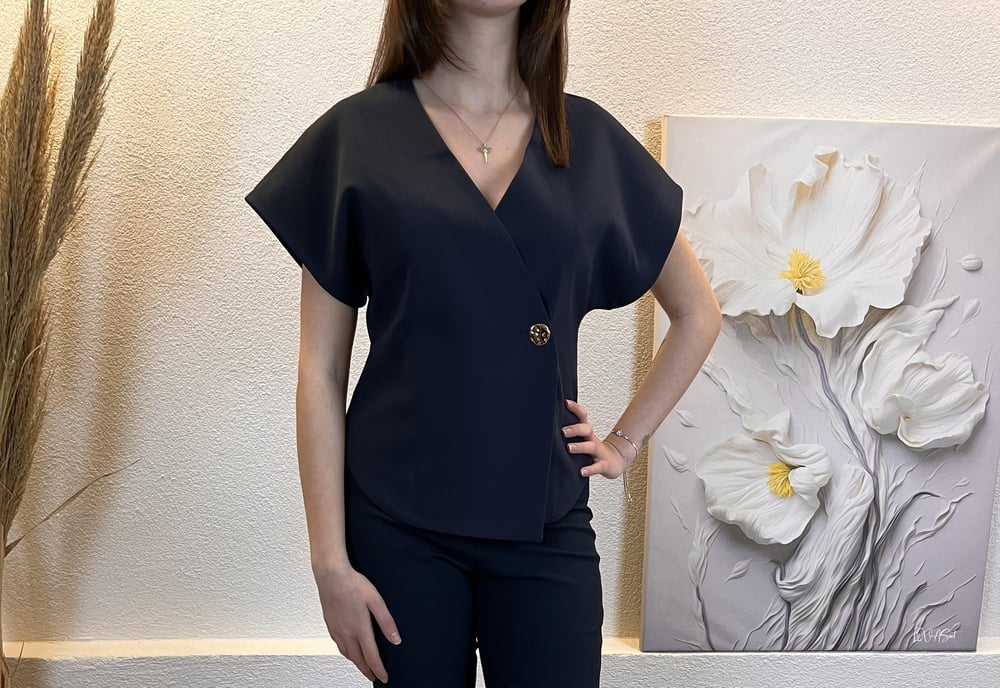 LACİVERT KLASİK CROP YELEK