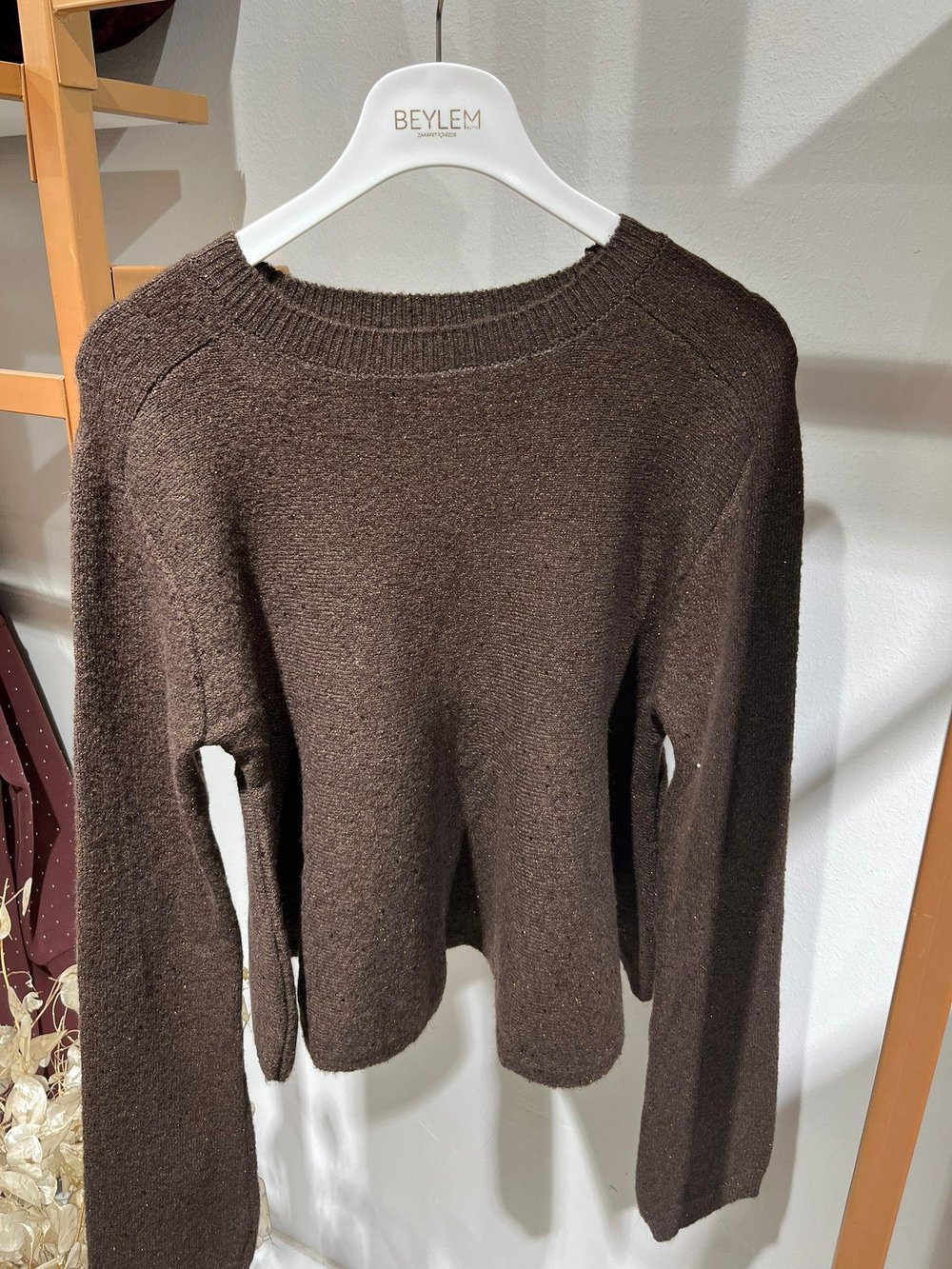 PEPLUM SİMLİ TRİKO KAZAK KAHVE 3980