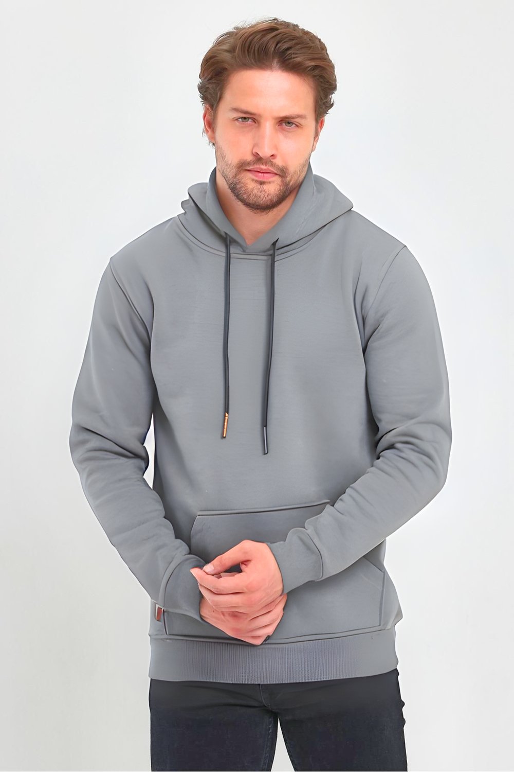 3 İplik Gri Oversize Unısex Şardonlu Sweatshirt