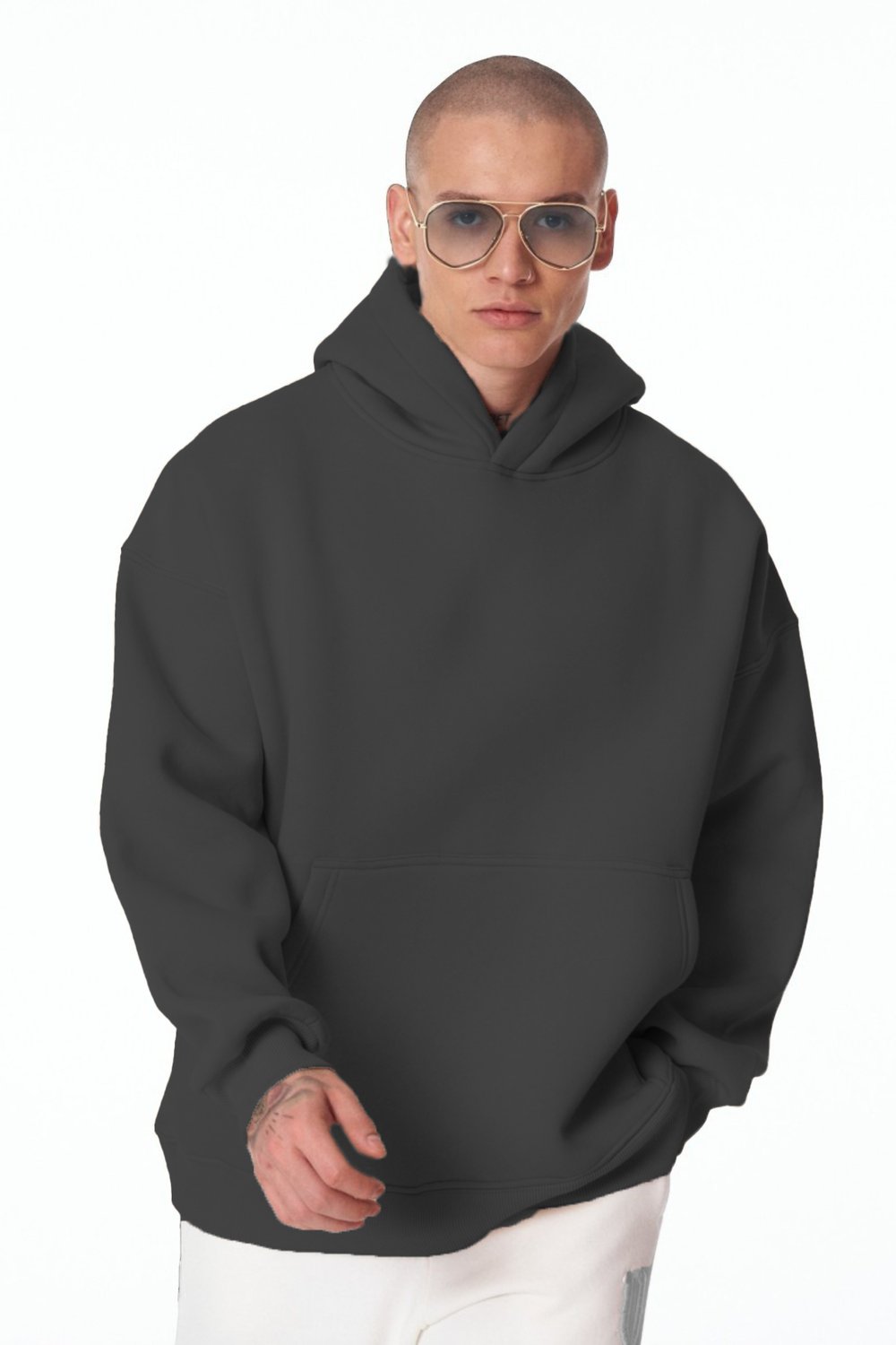 Füme Unisex Bol Kalıp Hoodie
