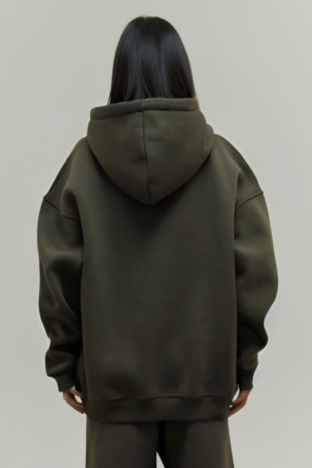 Haki Oversize Kapuşonlu Kadın sweatshirt