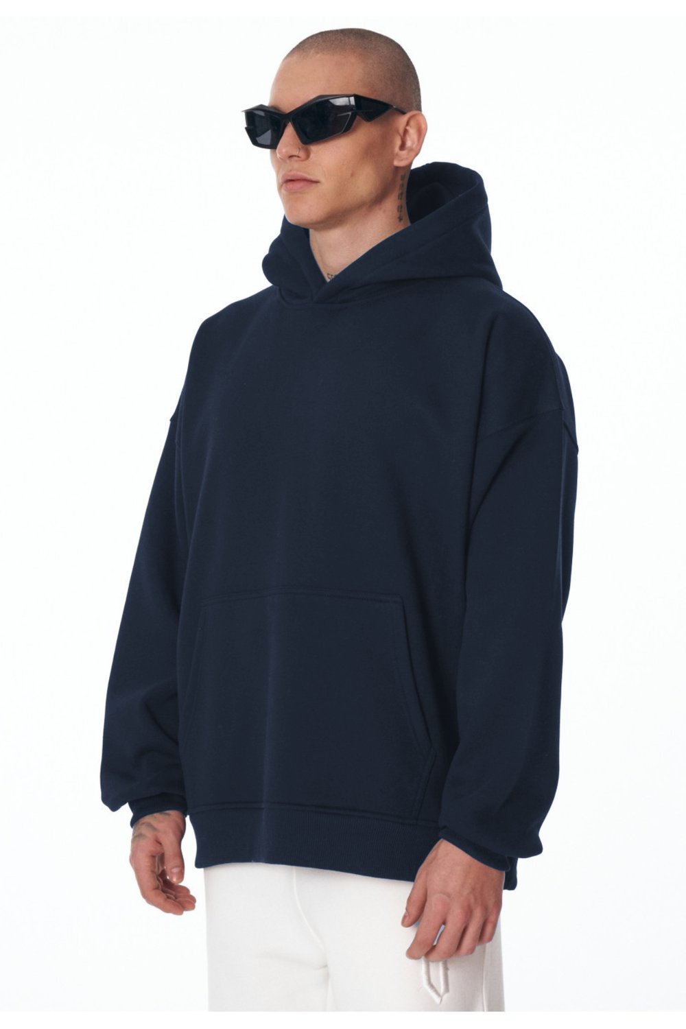 Lacivert Unisex Bol Kalıp Hoodie