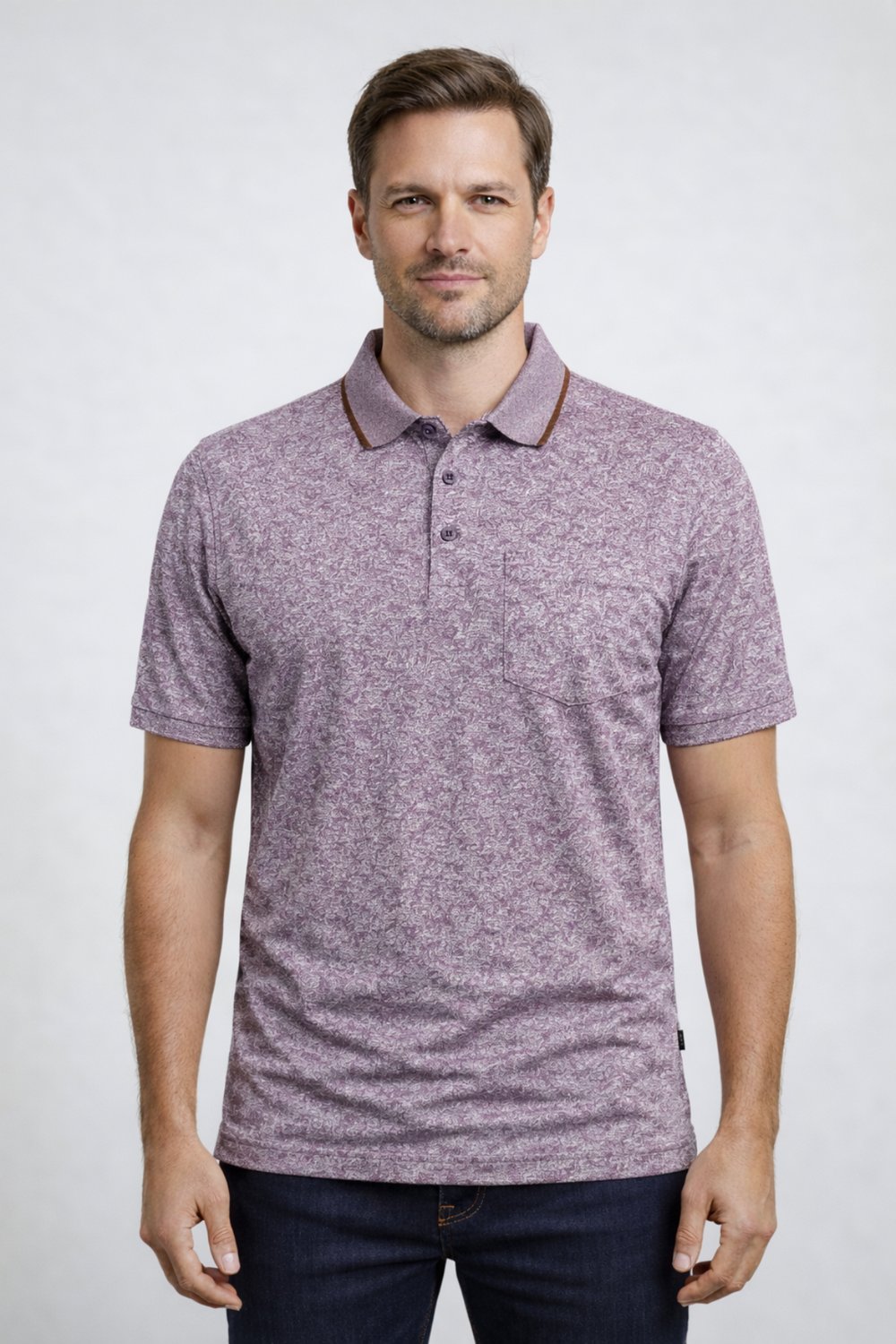 POLO YAKA DESENLİ KISA KOLLU TSHİRT
