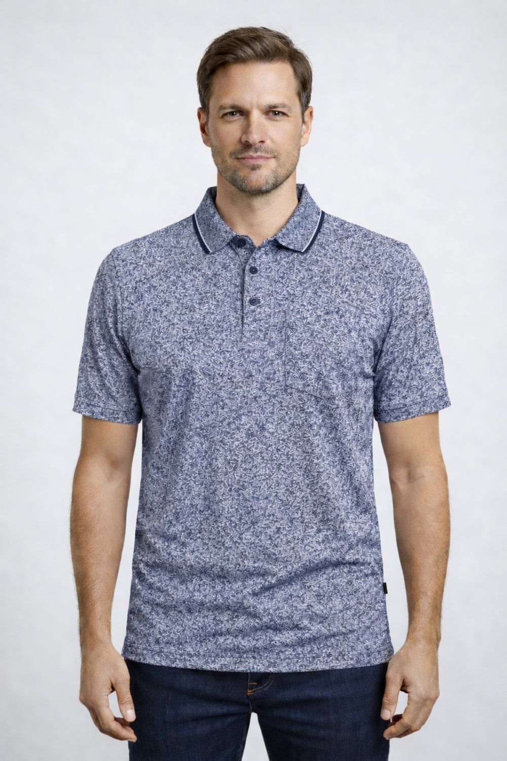 POLO YAKA DESENLİ KISA KOLLU TSHİRT