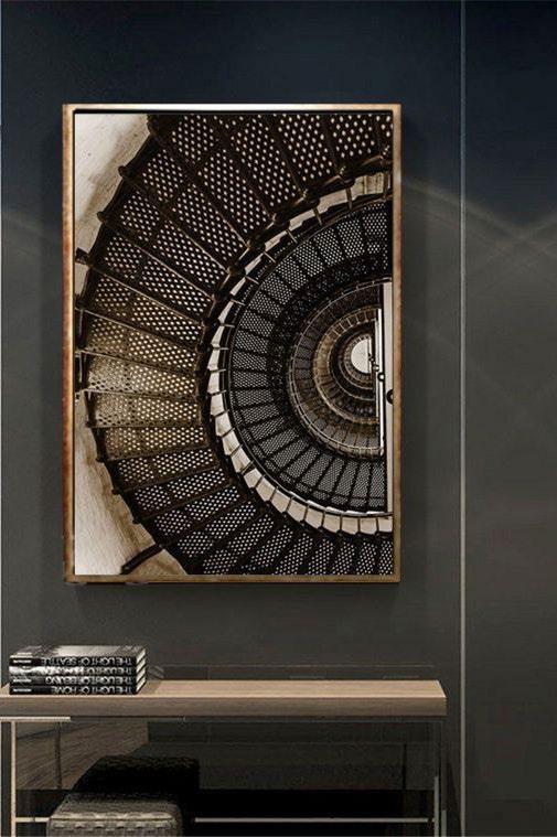 Modern Spiral Merdiven Cam Tablo