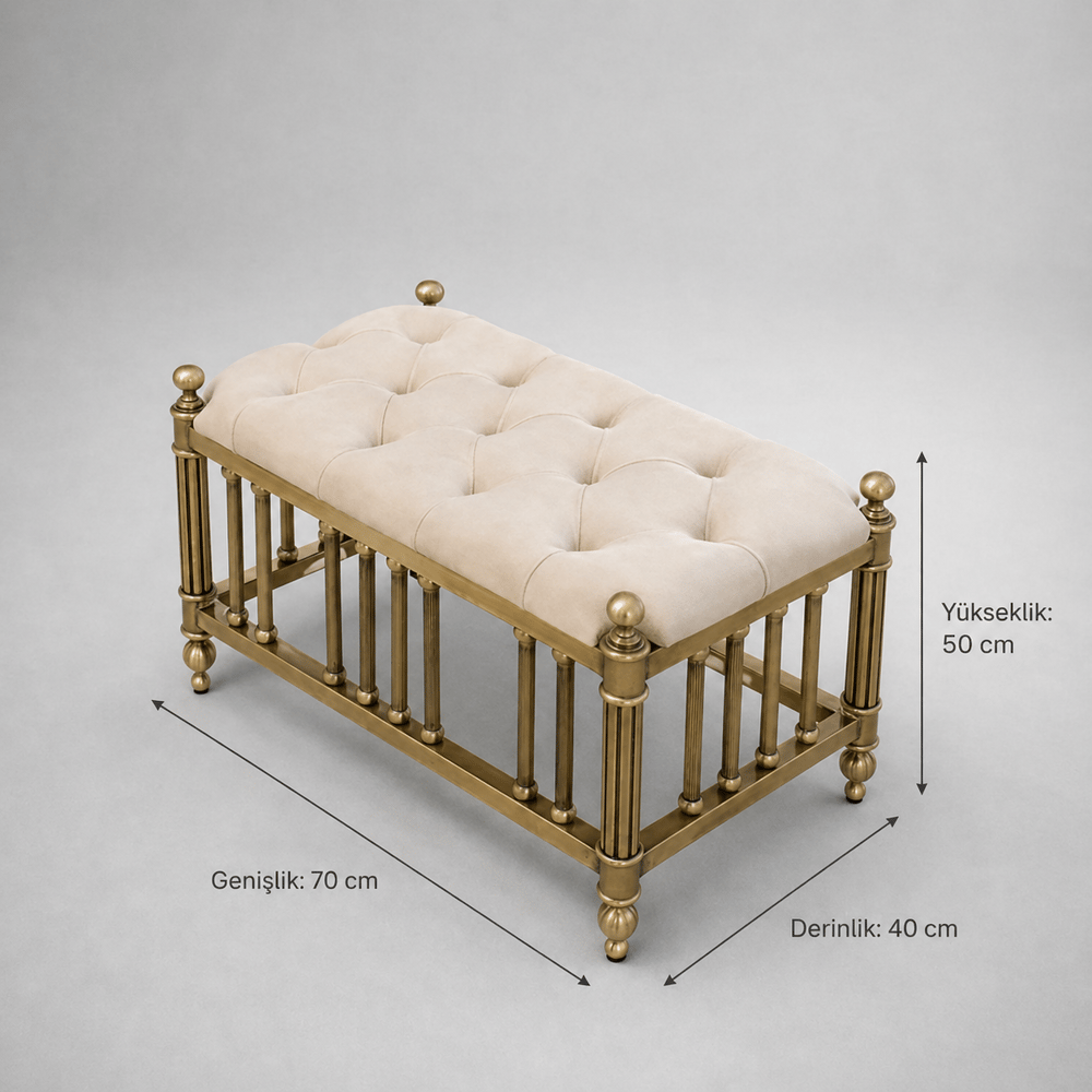 Eskitme Metal Kapitöneli Bench
