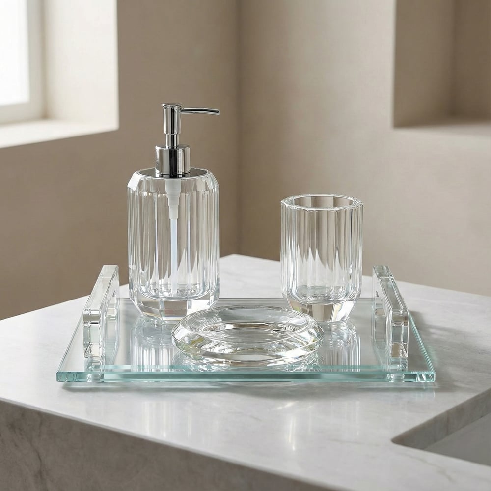 Faset Kesim Kristal  4 Parça Banyo Seti