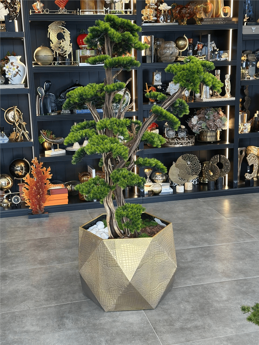 Gold Saksılı Yapay Bonsai Ağacı