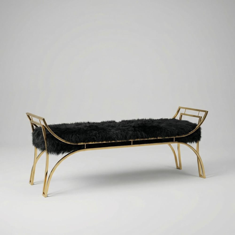 Koza Siyah Peluş Bench
