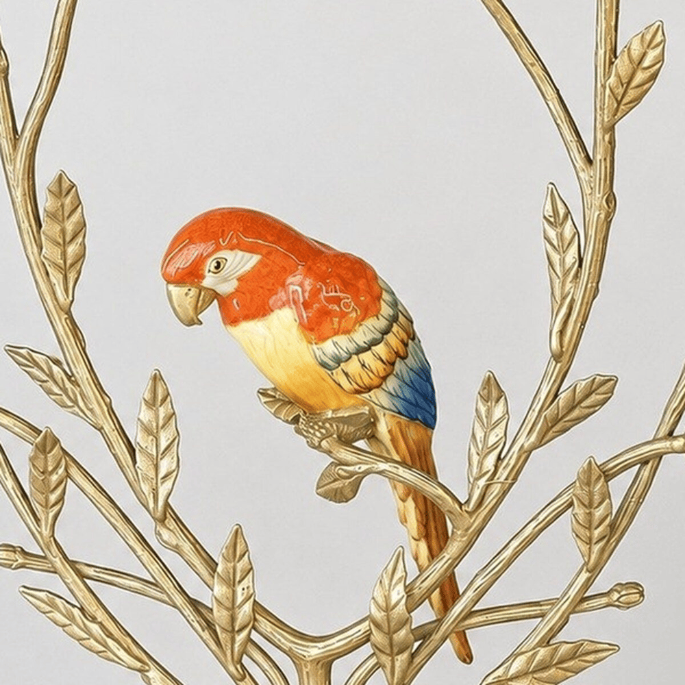 Kuşlu Çiçekli Pirinç Şamdan