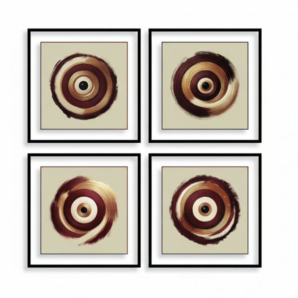 Dekorart Dairesel Hareketli Soyut Kanvas Set