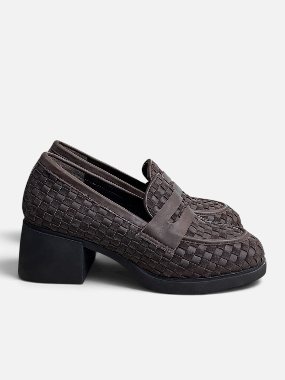 Kahve  Hakiki Deri Örgü  Comfort Taban  Topuklu  Loafer