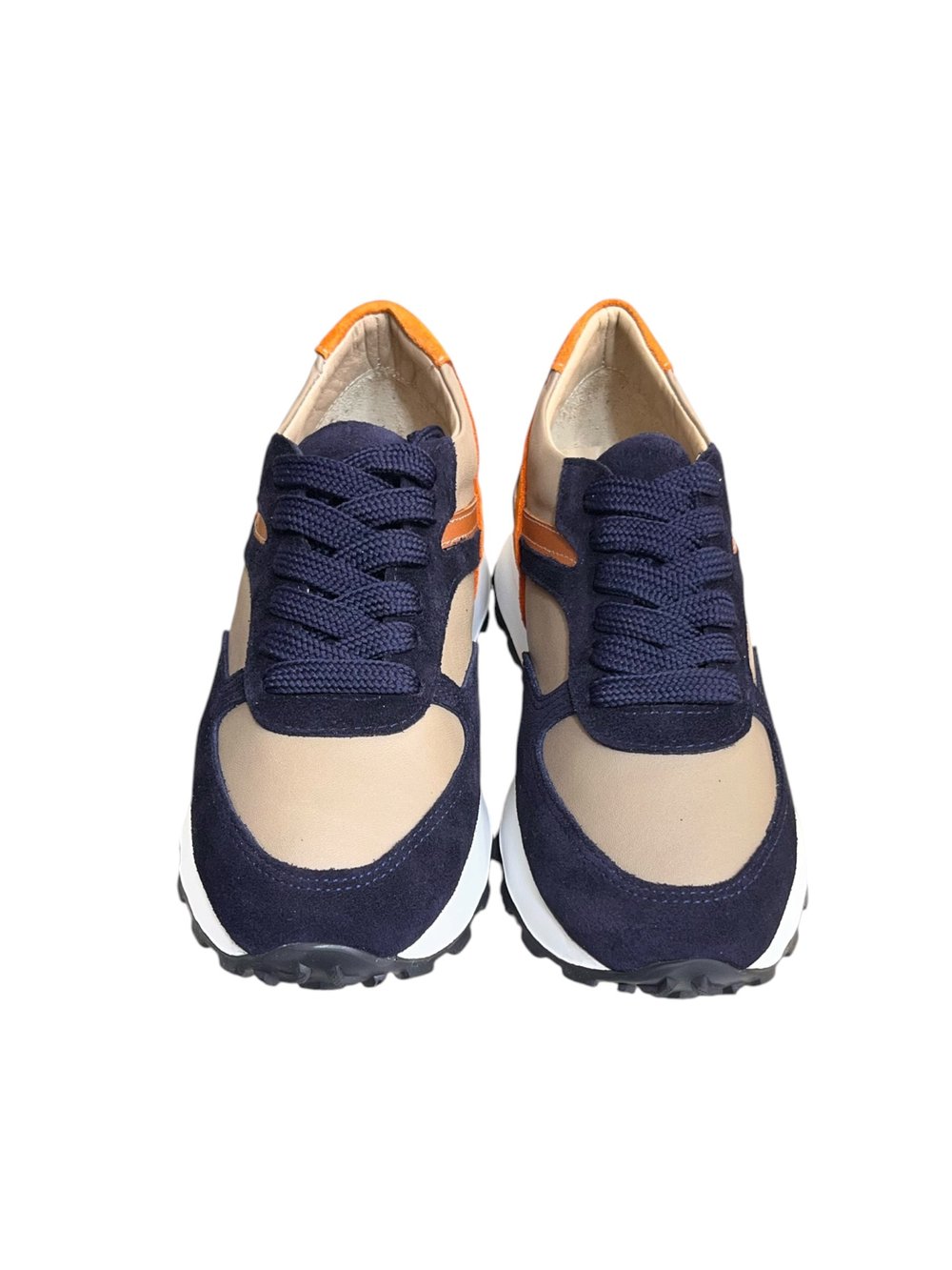 Lacivert Süet Kum Hakiki Deri  Bağcıklı Comfort Sneaker