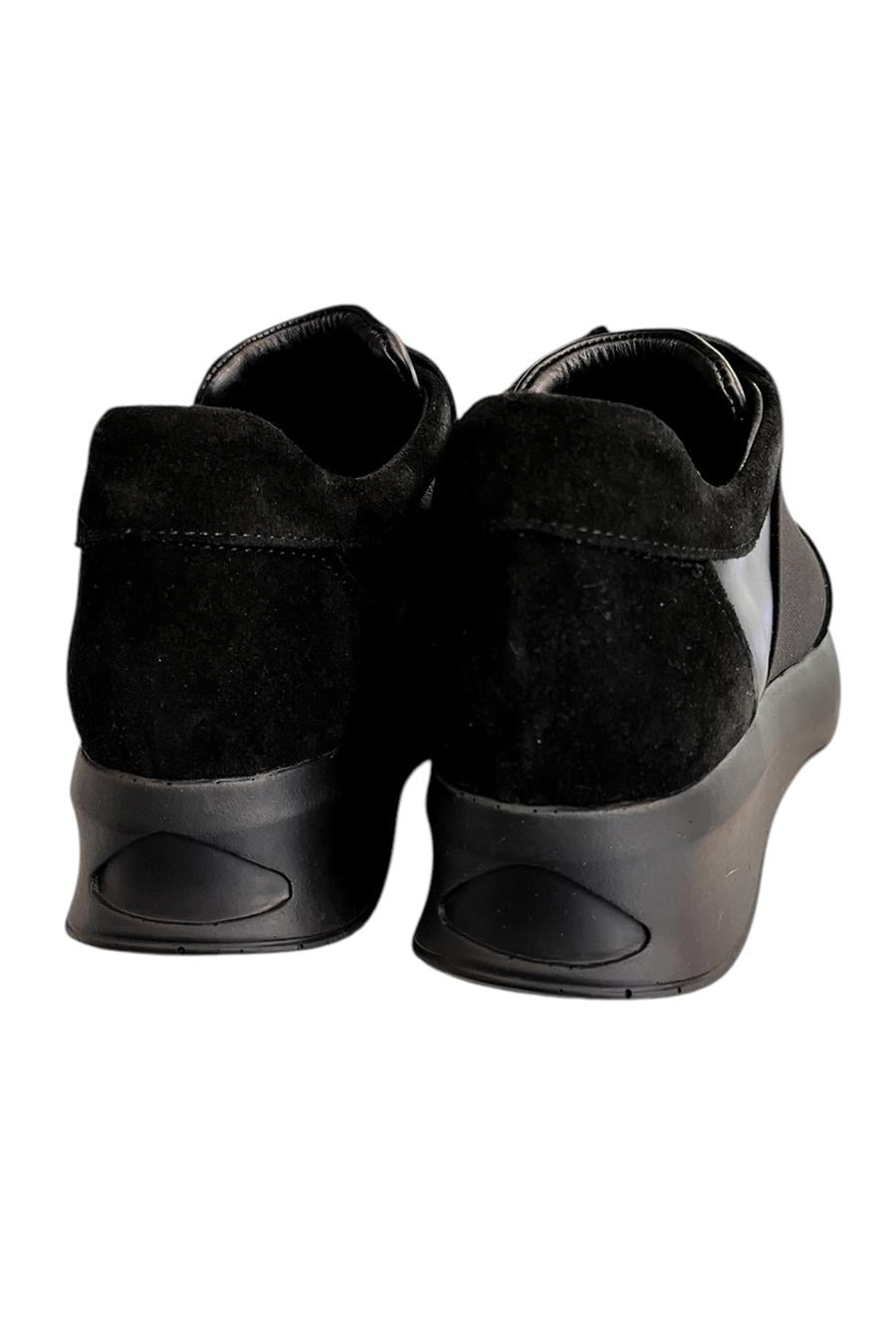 Siyah Hakiki Deri Comfort Taban Sneaker