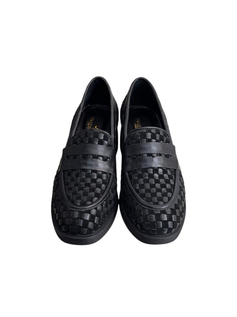 Siyah Hakiki Deri Örgü  Comfort Taban  Topuklu  Loafer