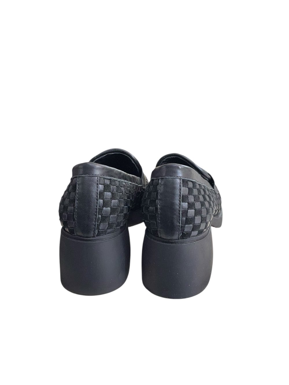 Siyah Hakiki Deri Örgü  Comfort Taban  Topuklu  Loafer