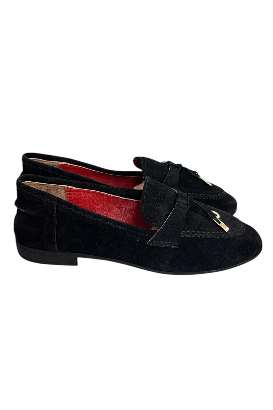 Siyah Hakiki Süet Deri Loafer