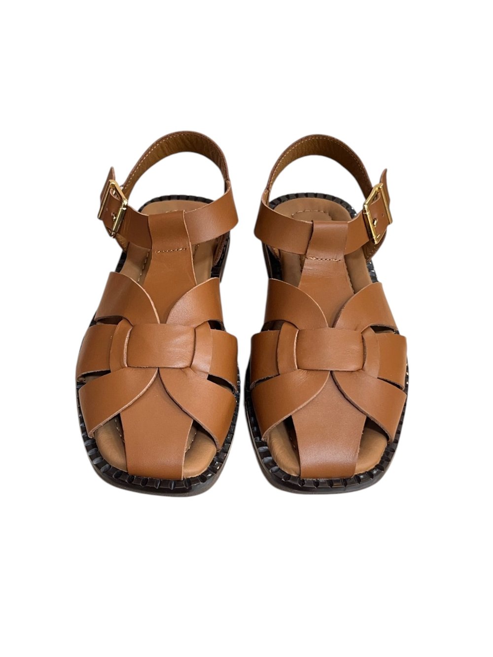 Taba Hakiki Deri  Comfort Taban Kalın Bantlı Sandalet