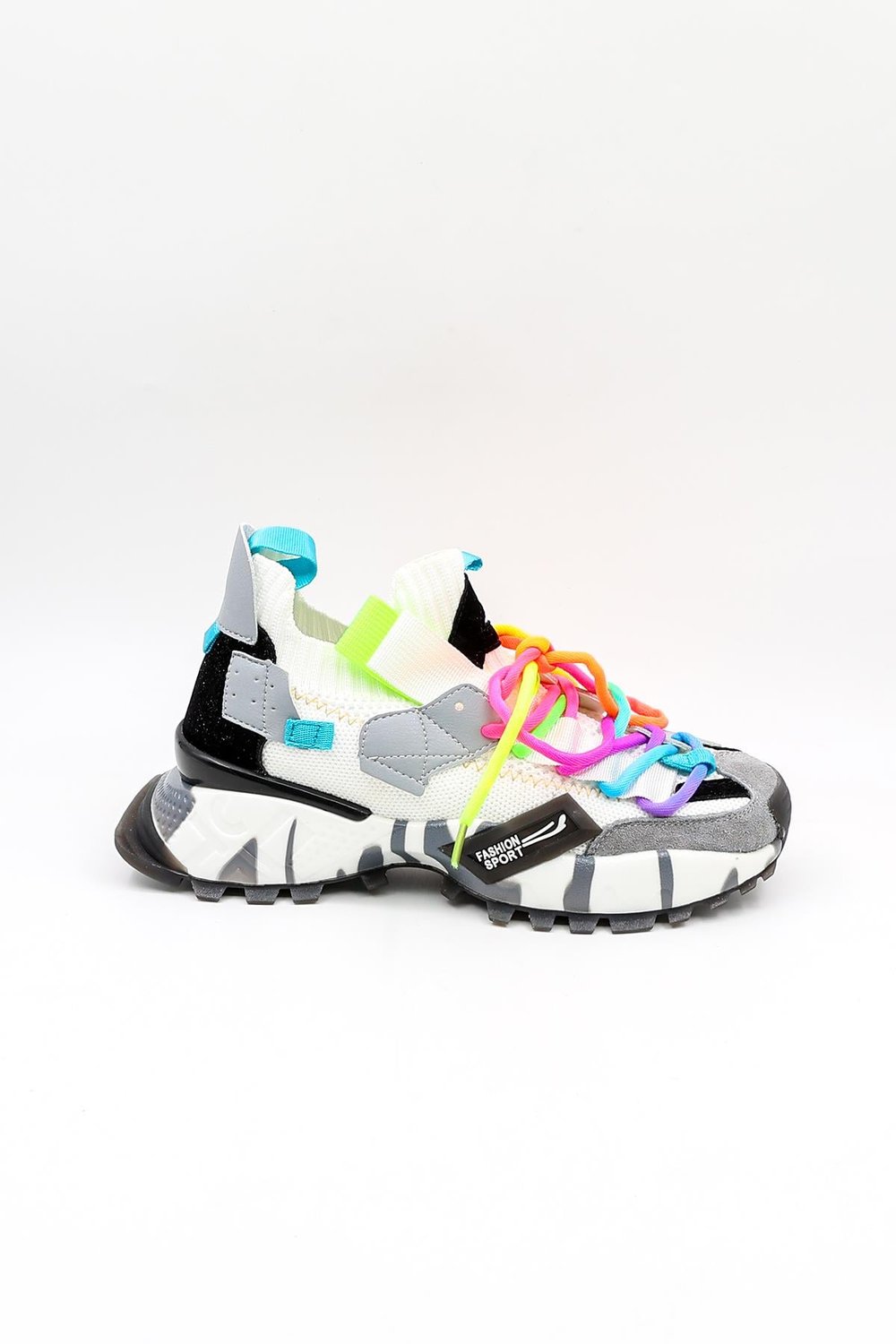 Guja İthal Bağcıklı  Sneakers Unisex Spor Ayakkabı GJ303 Beyaz