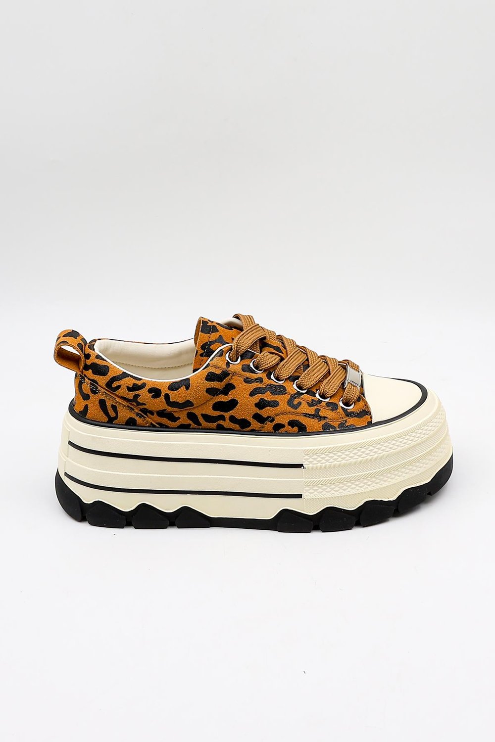 KristeBell İthal Özel Seri Kadın Dolgu Taban Sneaker Ayakkabı KB1015 - Leopar - 36