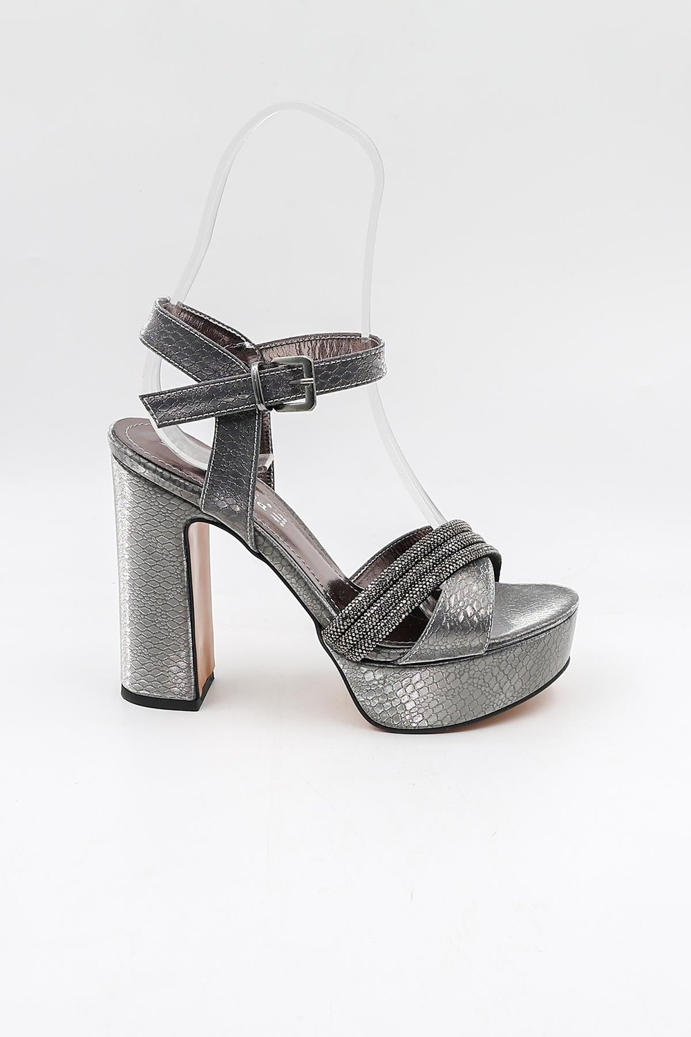 Park Moda Kadın Topuklu Ayakkabı PM08 K2026/2 Platin İthal Dpn