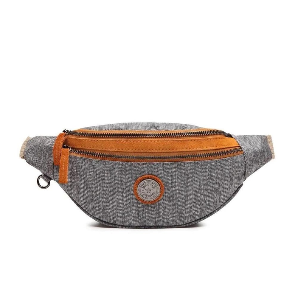 Smart Bags Nano Metalik Kumaş Bel Çantası BC 3030 - Gri Taba